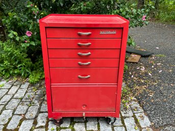 A Waterloo Red Metal Tool Box