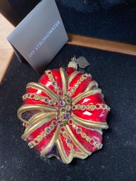 Jay Strongwater Holiday Ornament Hand Painted With Swarovski Crystals In Box