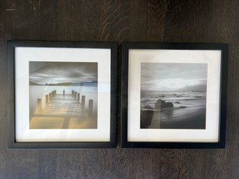 A Pair Of Framed Seascape Black & White Photographs