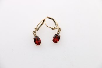 14k Yellow Gold Garnet Earrings