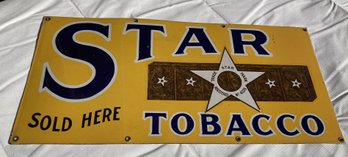 FANTASTIC Original 1920s STAR TOBACCO Porcelain Advertising Sign In EXCELLENT CONDITION!