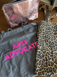 2 Totes And A Cosmetic Bag - Leopard Print - Victoria's Secret And Arts Advocate