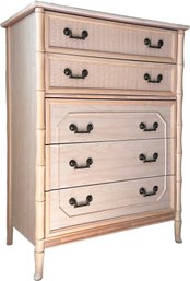 A Vintage Coastal Faux Bamboo Chest Of Drawers By Broyhill Furniture