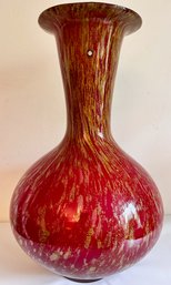 Tarnowiec Extra Large Hand Blown Art Glass Vase With Gold Accents, Poland