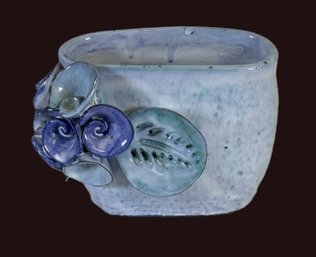 Adorable 7' Glazed Ceramic Flower Planter