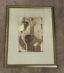 Vintage European Doorway Scene - Framed Piece Signed Hackett