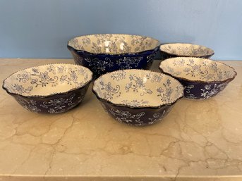 Temptations Blue Floral Lace Set Of Bowls
