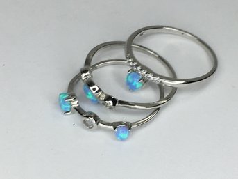Beautiful 925 / Sterling Silver With Fire Opal Stacking Rings - Great Colors - Very Nice Rings - New Unworn