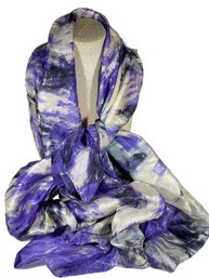 Vintage Purple And White Silk Scarf