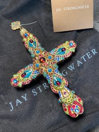 Jay Strongwater Cross Ornament Hand Painted With Swarovski Crystals In Box