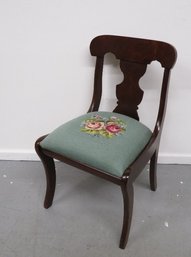 Empire Mahogany Embroidered Needlepoint Floral Cushioned Chair - Very Clean