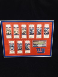 Framed NY Giants Game Tickets Memorabilia