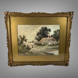 Signed Painting Of A Cottage Scene