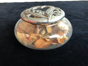 Pewter And Glass Potpourri Holder