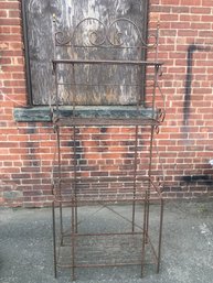 Lovely Vintage French Style Wrought Iron Bakers Rack By CHARLESTON FORGE - Very Nice Piece - Light Rust Patina