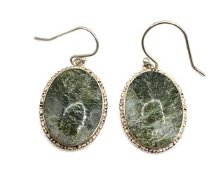 Beautiful English Sterling Silver Seraphinite Dangle Earrings