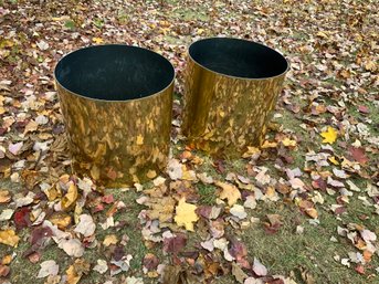 Pair Of Large Brass Planters