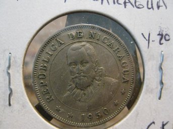 1950  NICARAGUA  50 CENTAVOS COIN - VF