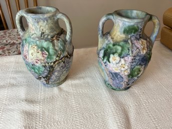 Pair Of Weller Ware 1920s Silvertone Vases