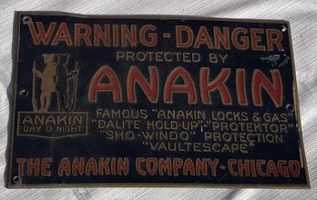 Early Circa 1930s ANAKIN COMPANY Advertising Sign- Locks And Security Manufacturer