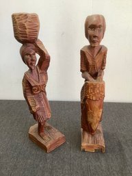 Carved Wooden Sculptures Lot Of 2