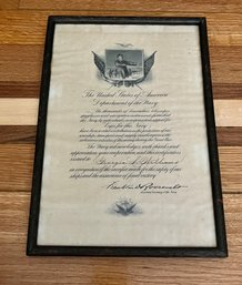 WWI  U.S. Navy Award From Franklin D. Roosevelt, Then Assistant Secretary Of The Navy