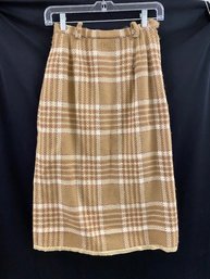 Vintage Plaid Wool Skirt Tailored By Tudo Square - Size 10