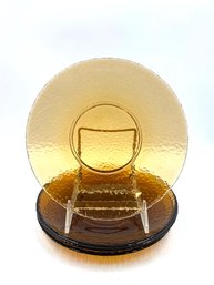 Set Of 4 Pebble Amber Glass 8' Plates
