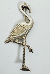 VINTAGE STERLING SILVER FLAMINGO BROOCH