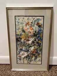 Original Impasto Gouache Signed Painting By Nona Dilsizian (20th Century) Floral