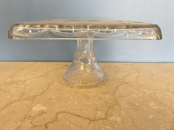 Clear Czech Lead Crystal Glass Pedestal Square Cake Platter