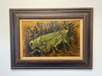 Signed Donn Devita Grasshopper Painting Listed American Artist