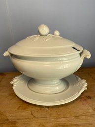 Ironstone China Barrow & Co Soup Tureen Apple Motif On Lid 15x11x12