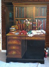 A Painted Entertainment Center Cabinet With A Bookshelf Theme From Beesmer Furniture