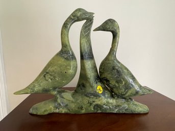 SCULPTURE OF TWO JADE DUCKS, AS IS