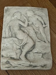 Bas Relief Small Venetian Terracotta Stone Sculpture Panel Stamped Studio D'arte Vio Venizi