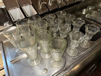 Large Lot Of Vintage Ice Cream Parlor Sundae And Soda Glasses