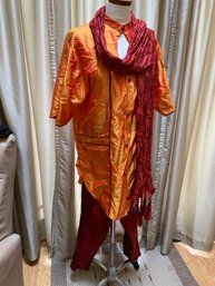 Orange Silk 3 Piece Outfit