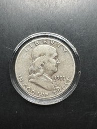 1953-D Silver Benjamin Franklin Half Dollar