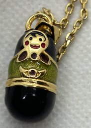 Late Vintage JOAN RIVERS 'nesting Dolls' Egg Pendant Necklace- Excellent Condition