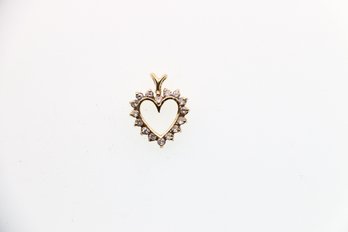 14k Yellow Gold Heart Diamond Pendant