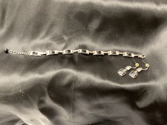 Lia Sophia  Silver Tone Bracelet And Earing Set
