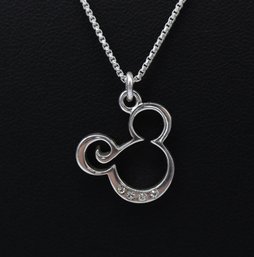 Disney Mickey Mouse Sterling Silver & CZ Necklace Pendant