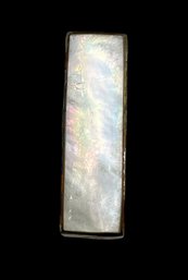 Beautiful Vintage Sterling Silver Mother Of Pearl Long Rectangle Pendant