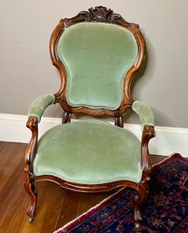 Victorian Carved Walnut Upholstered Chair