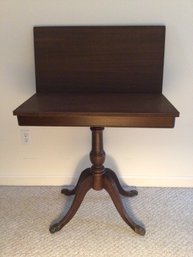 Early Mahogany Flip Top Pedestal Trestle Side Table