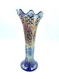 Sensational Vintage Cobalt/Amethyst Carnival Glass Stretch Vase