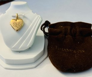 TIFFANY T & CO 14K GOLD HEART LOCKET MONOGRAMMED ELL