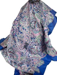 Beautiful Vintage Square Scarf Blue Paisley Pattern