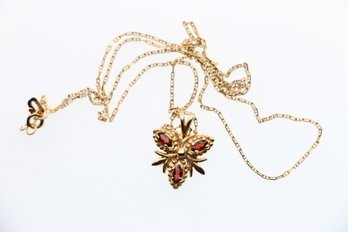 14k Yellow Gold Garnet Pendant Necklace